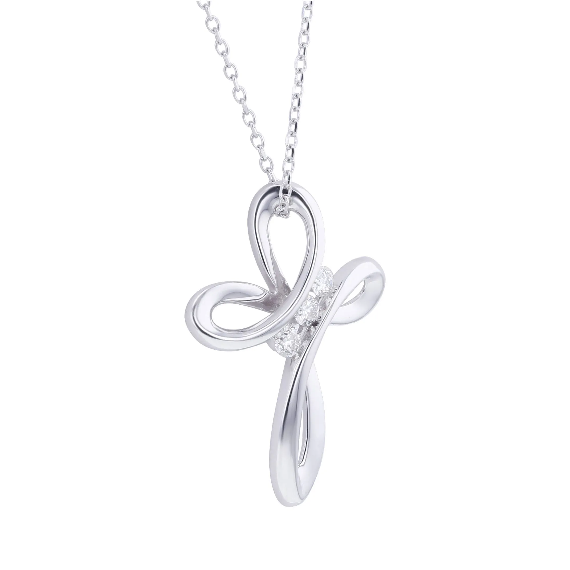 Open Loop Cross Diamond Necklace