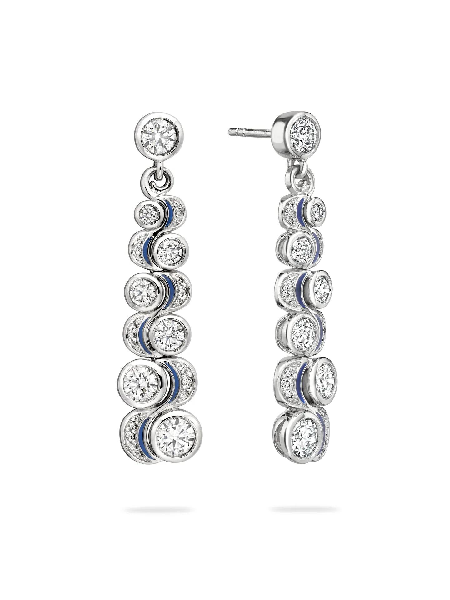 Over the Moon Diamond Platinum Drop Earrings