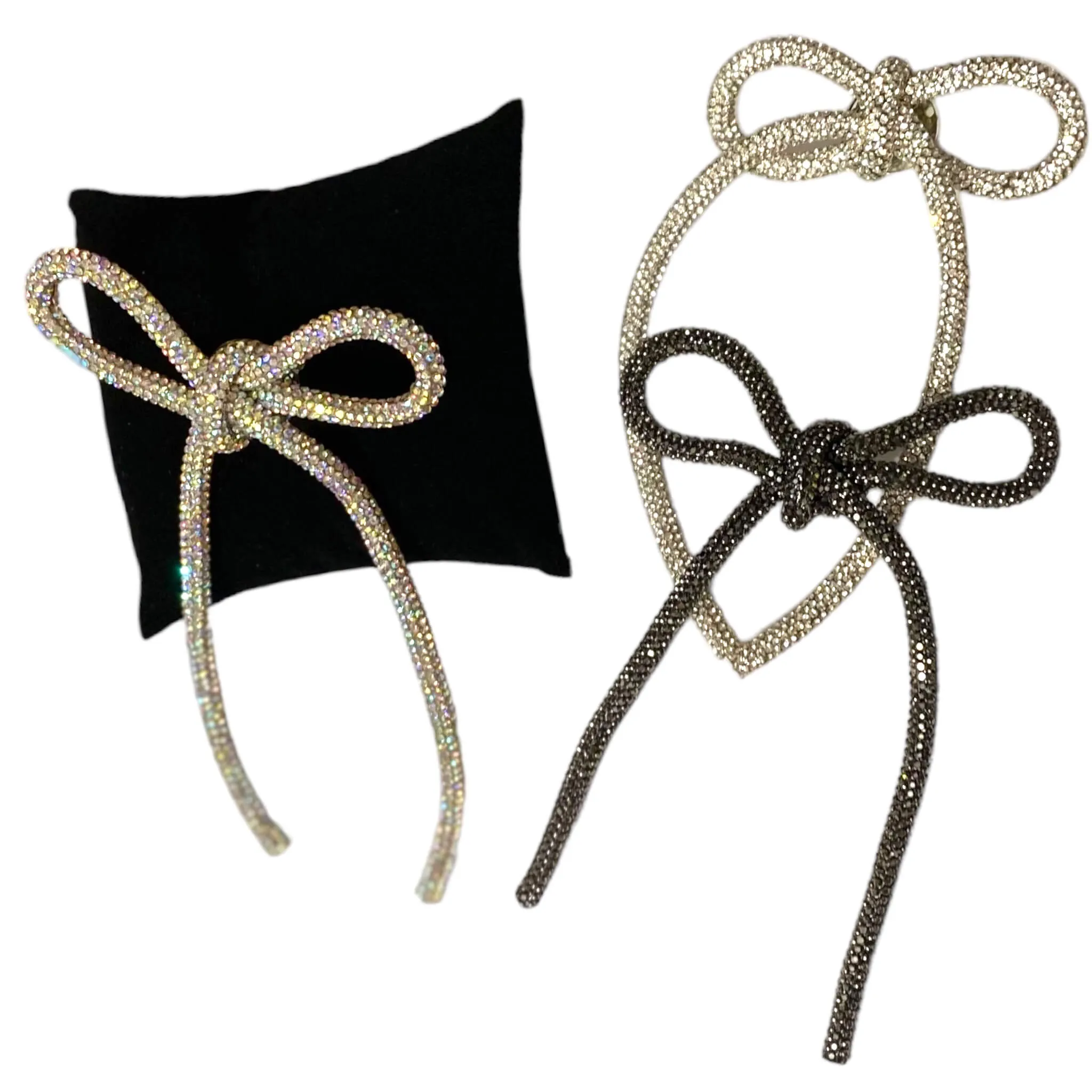 Oversized Glitter Rope Ribbon Bow Brooches