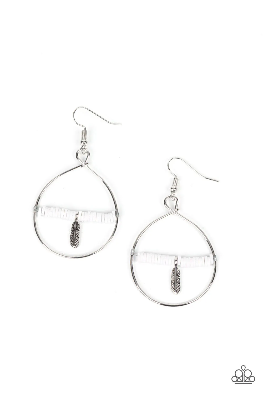 Paparazzi Free Bird Freedom - White Earrings