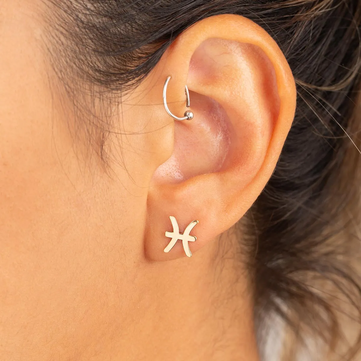 Pisces Sign Stud Earrings