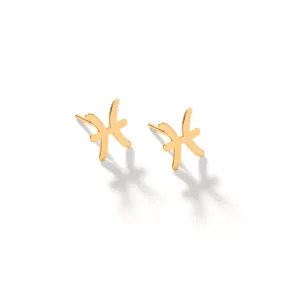 Pisces Sign Stud Earrings