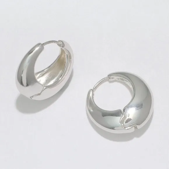 Polished Silver Huggie Earrings