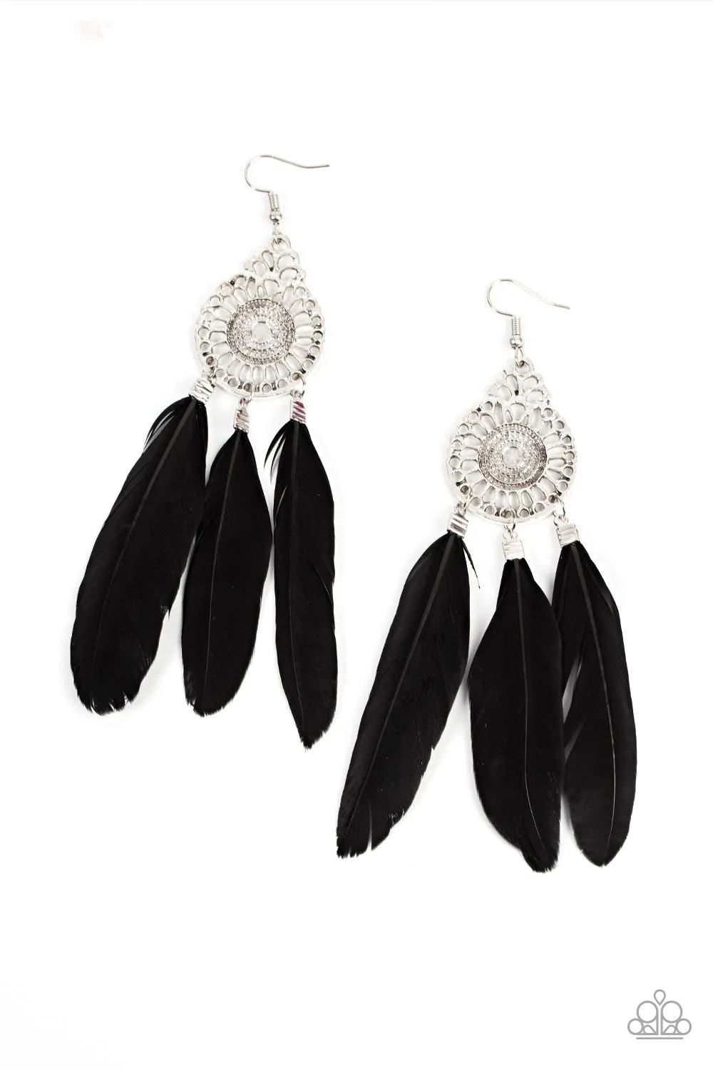 Pretty in PLUMES - Black Paparazzi Earrings