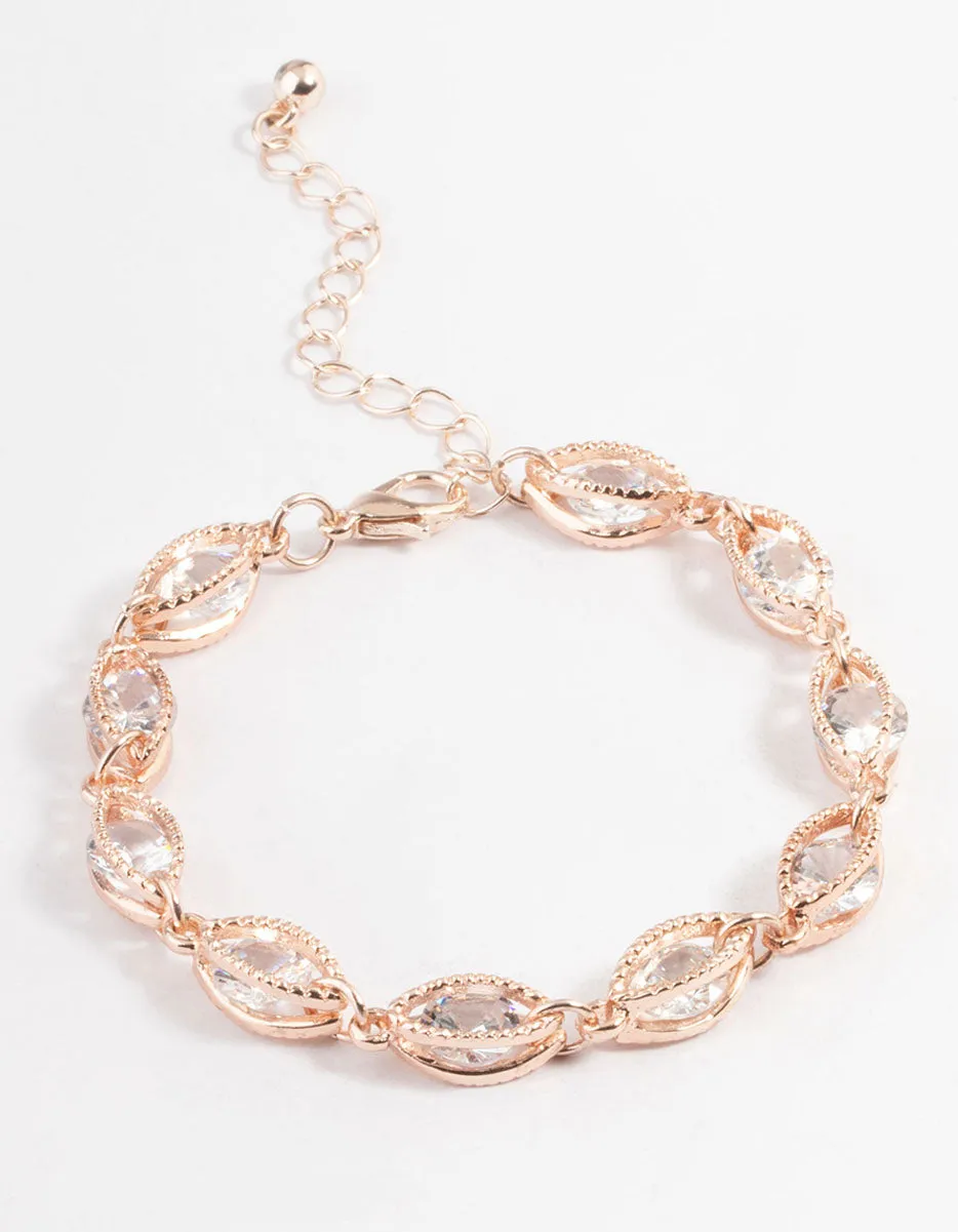 Rose Gold Classic Marquise Cubic Zirconia Bracelet