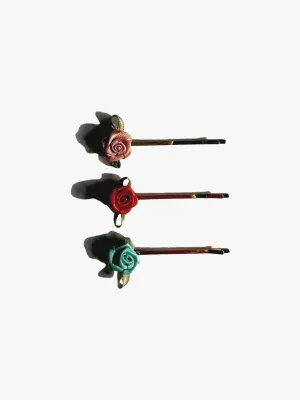 Rosette Bobby Pin Trio - Multi