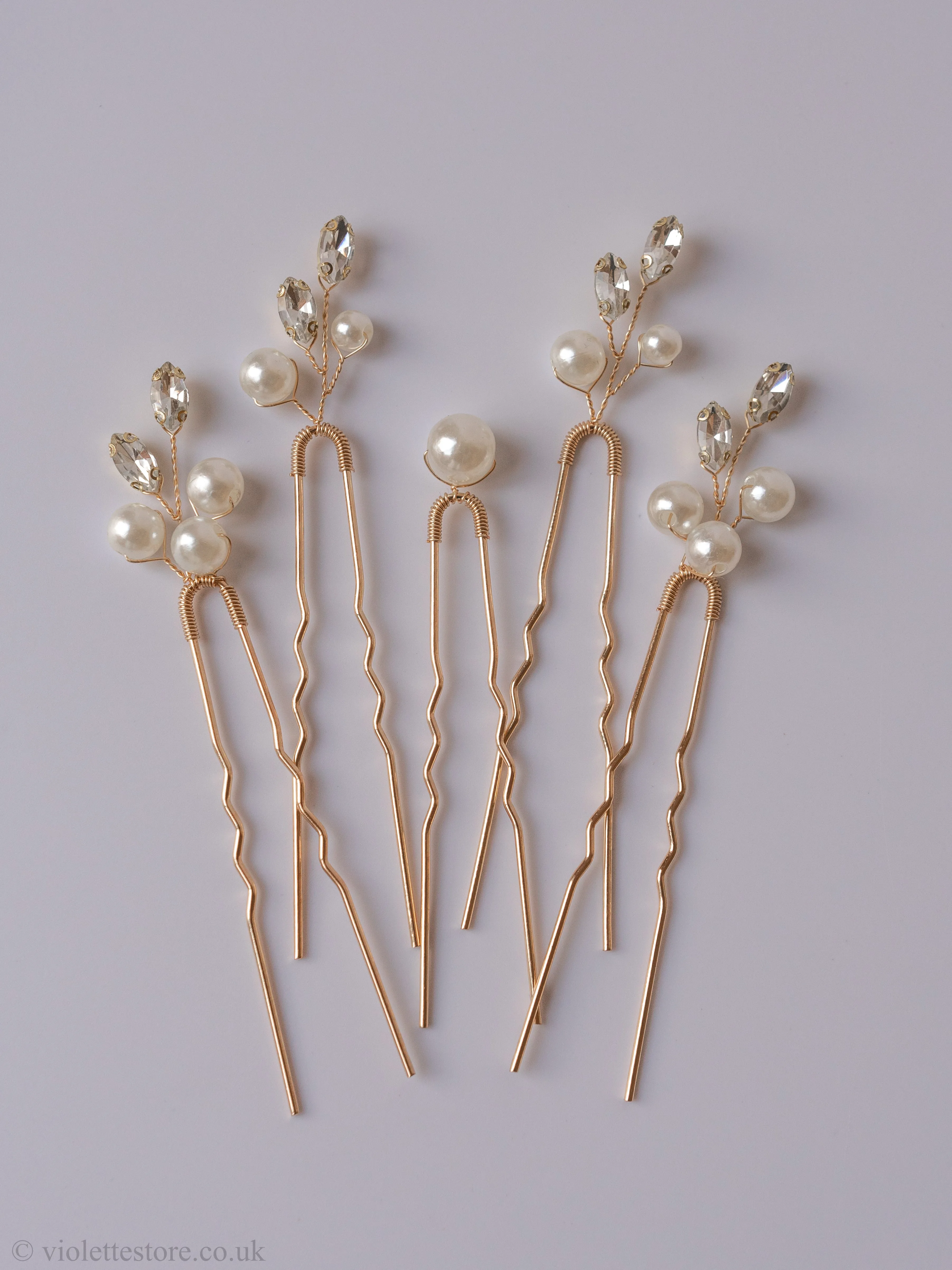 Set of 5 Gold Hair Pins