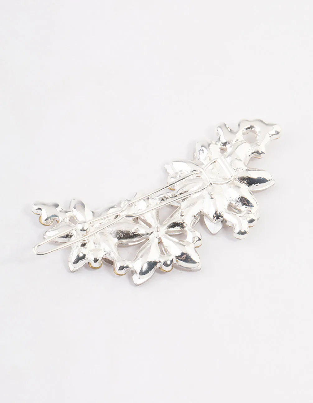 Silver Crystal & Diamante Flower Hair Clips