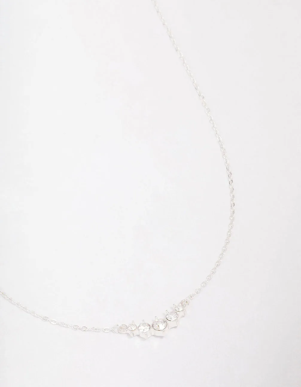 Silver Graduating Diamante Chain Necklace