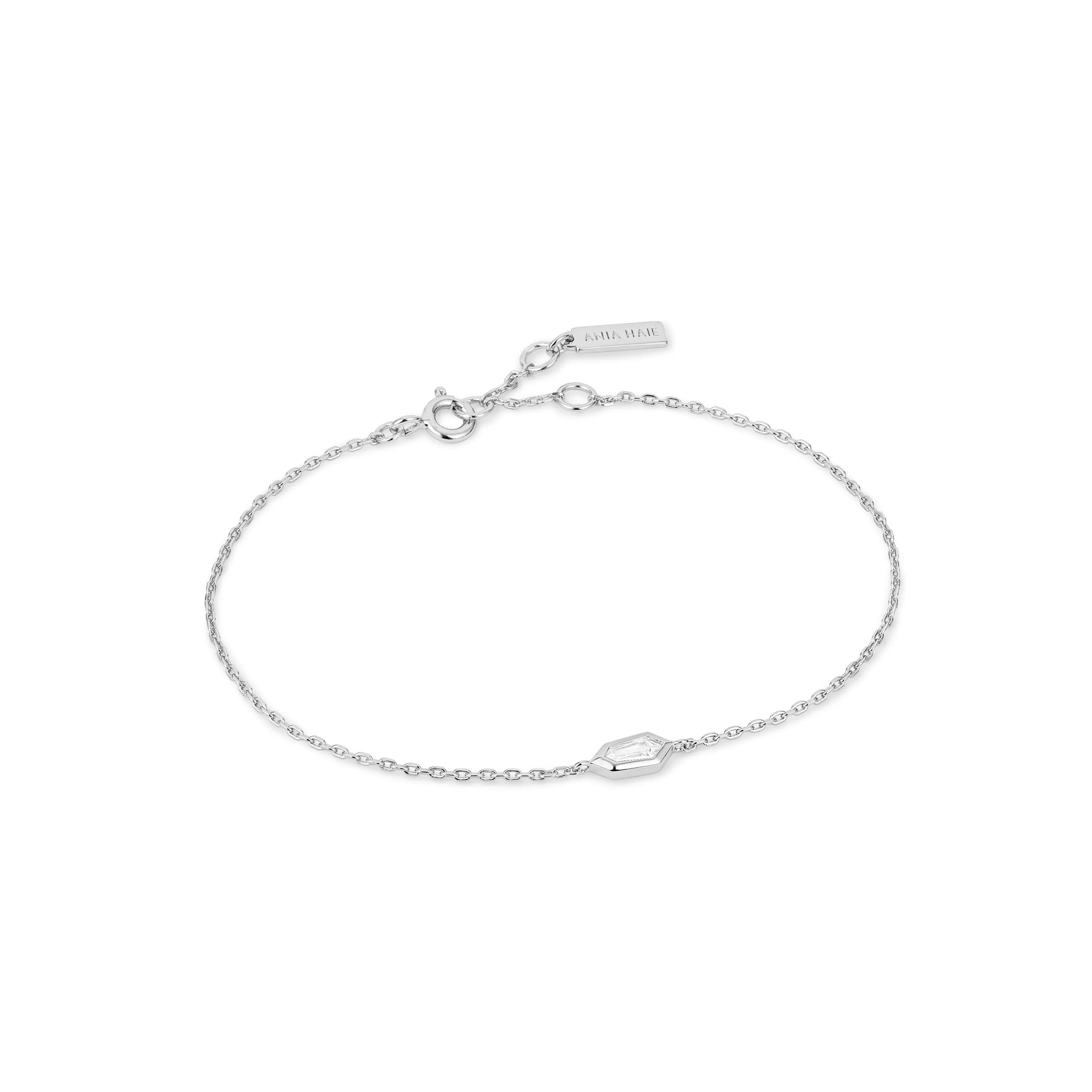 Silver Sparkle Emblem Chain Bracelet