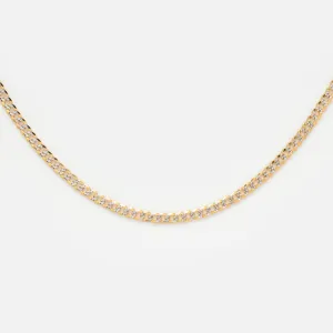 Solid Gold Mixed Metal Curb Chain Necklace