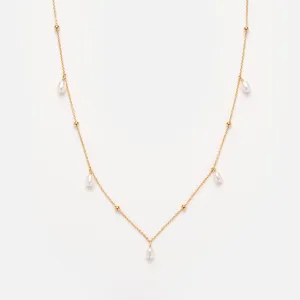 Solid Gold Pearl Droplet Necklace