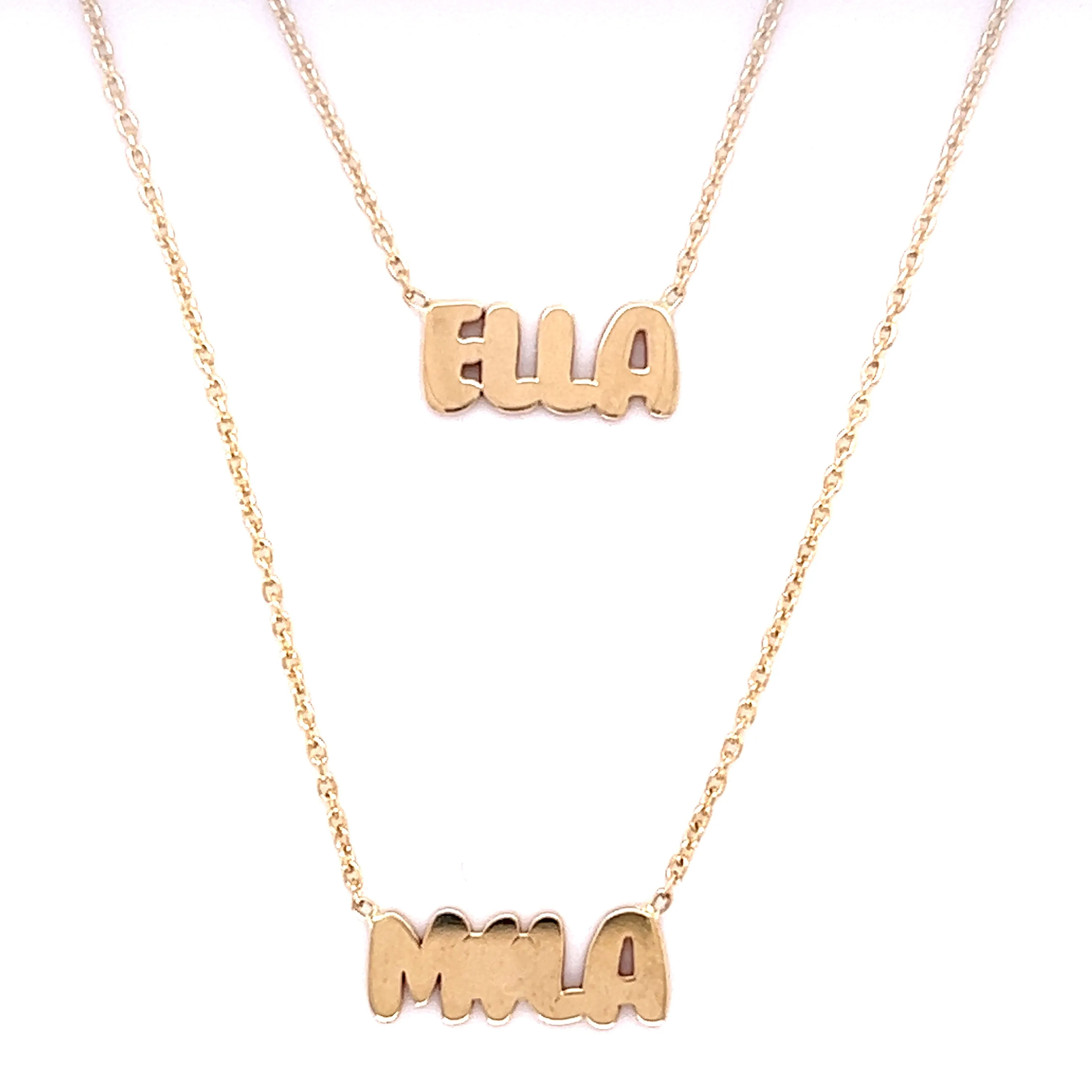 Solid Layered Multiple Names Necklaces