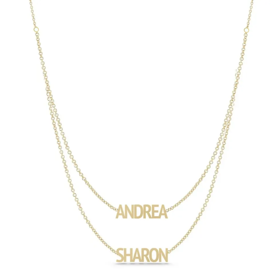 Solid Layered Multiple Names Necklaces