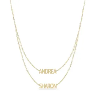 Solid Layered Multiple Names Necklaces