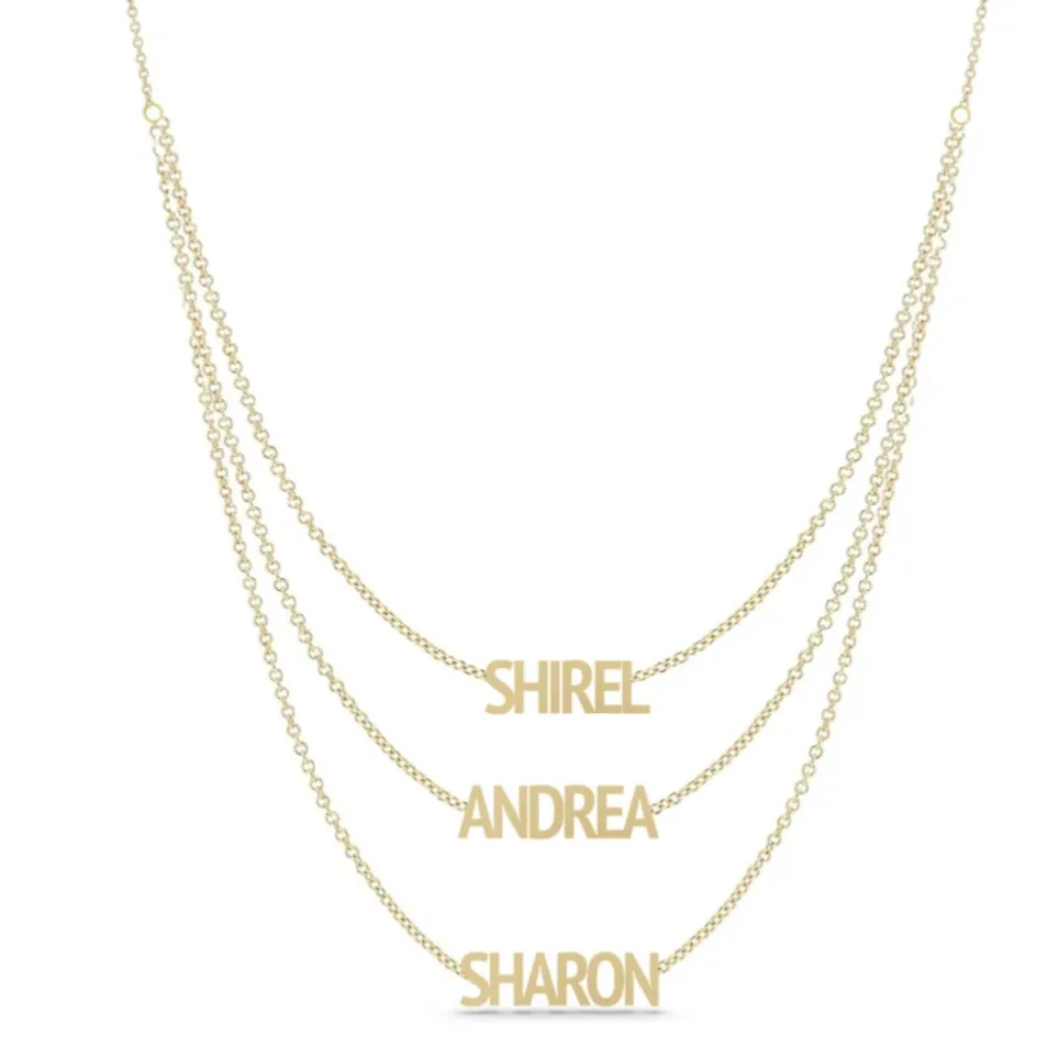 Solid Layered Multiple Names Necklaces