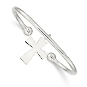 Sterling Silver Cross Cuff Bangle Bracelet