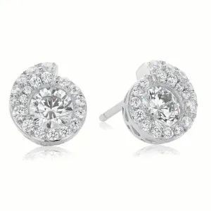 Sterling Silver Cubic Zirconia Swirl Stud Earrings