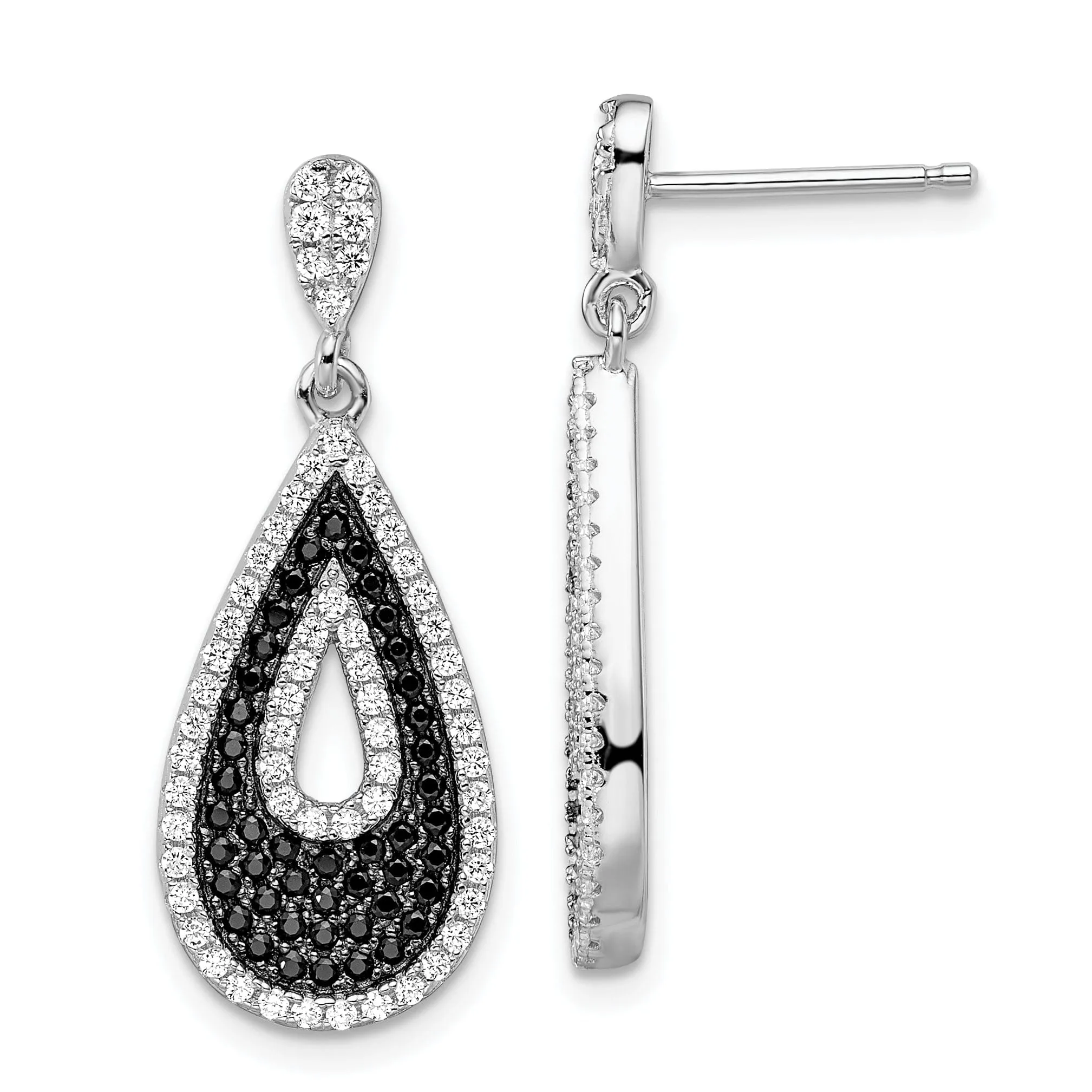 Sterling Silver Cubic Zirconia Teardrop Earrings