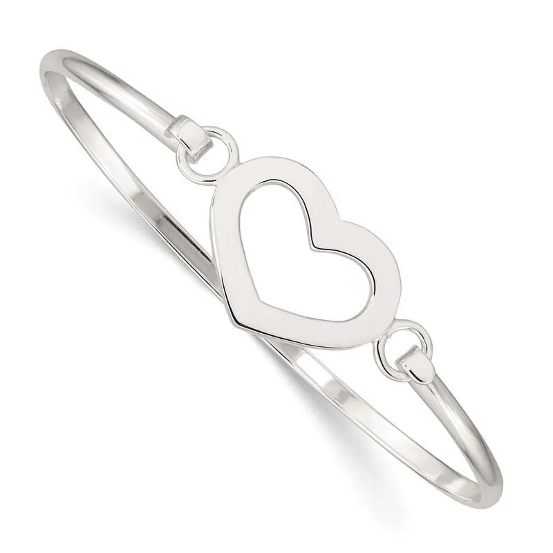 Sterling Silver Heart Bangle Bracelet