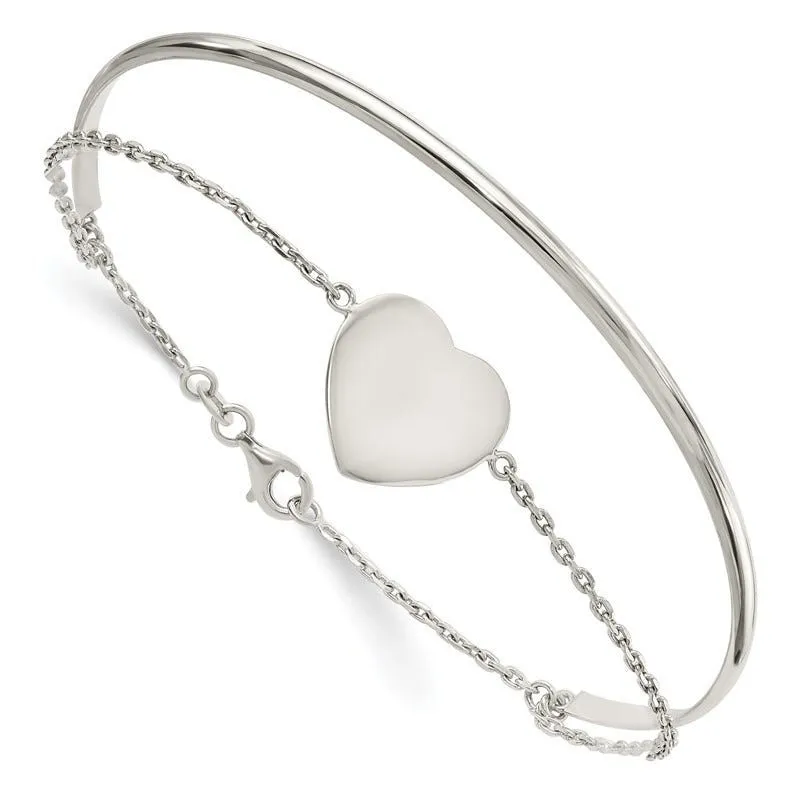 Sterling Silver Polished Heart Ring and Bangle