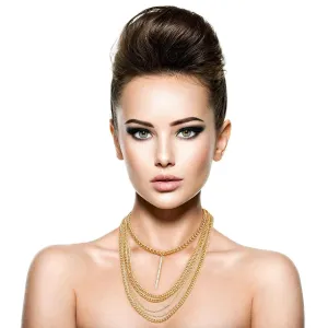 Style Your Décolleté: Multilayer Gold Tone Chain Choker Necklace