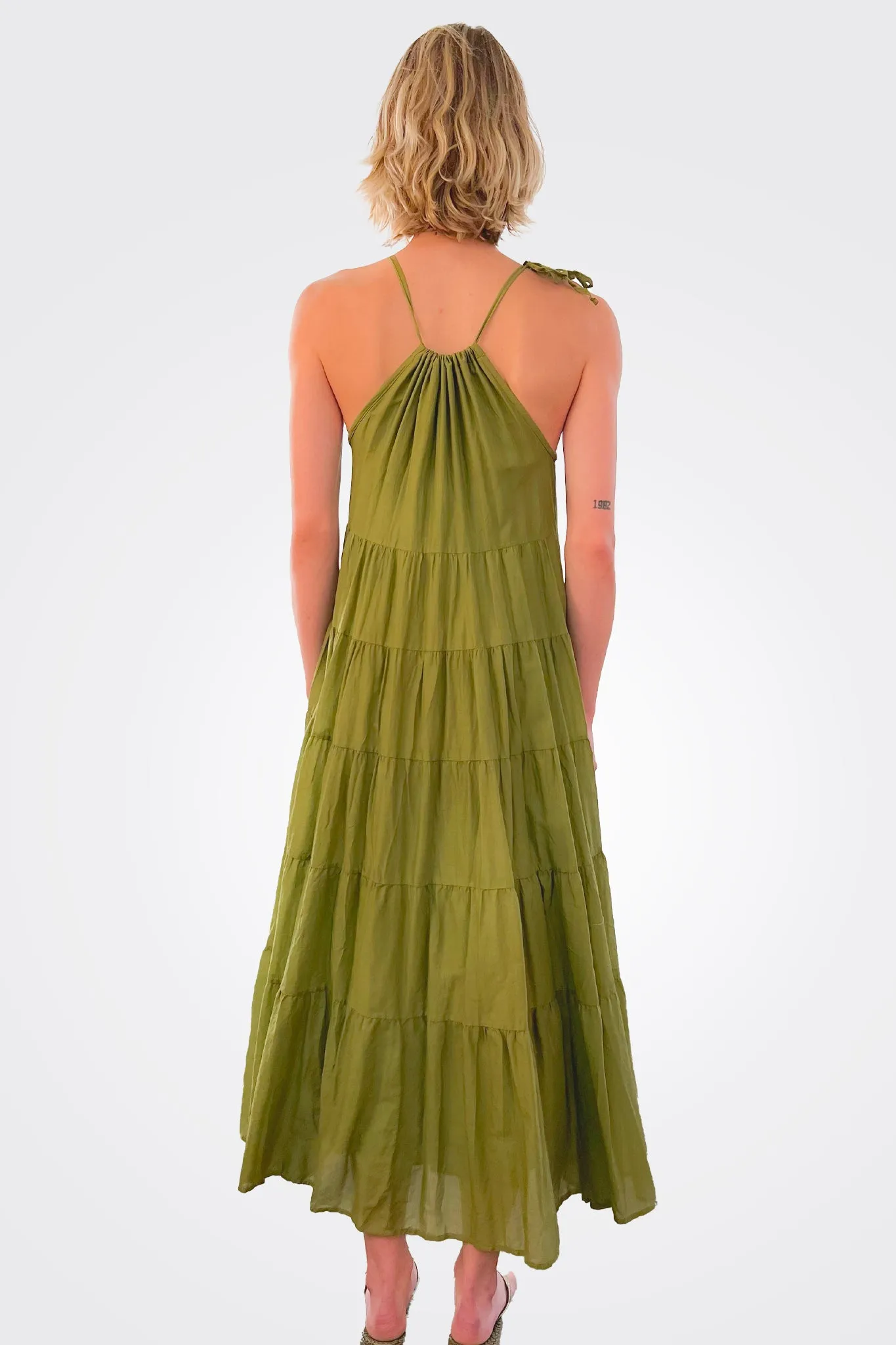 Tiered String Tank Dress - Green