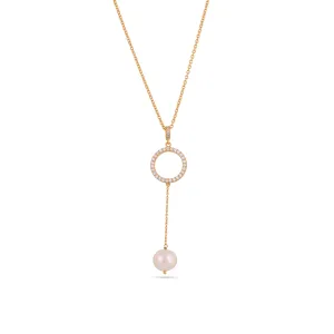 Timeless Eternity Pearl Circle Necklace | 925 Silver| Gold Plated - From Purl