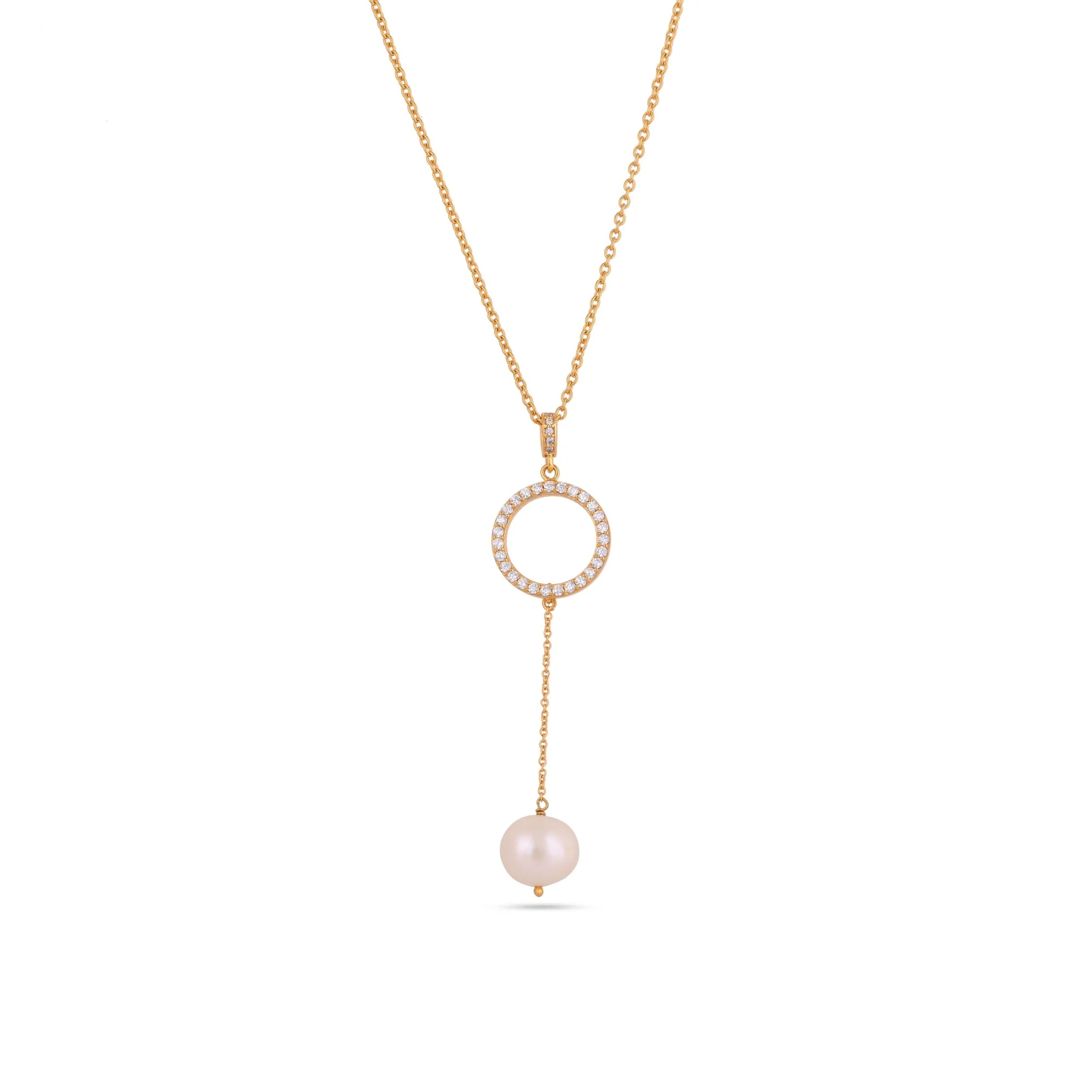 Timeless Eternity Pearl Circle Necklace | 925 Silver| Gold Plated - From Purl