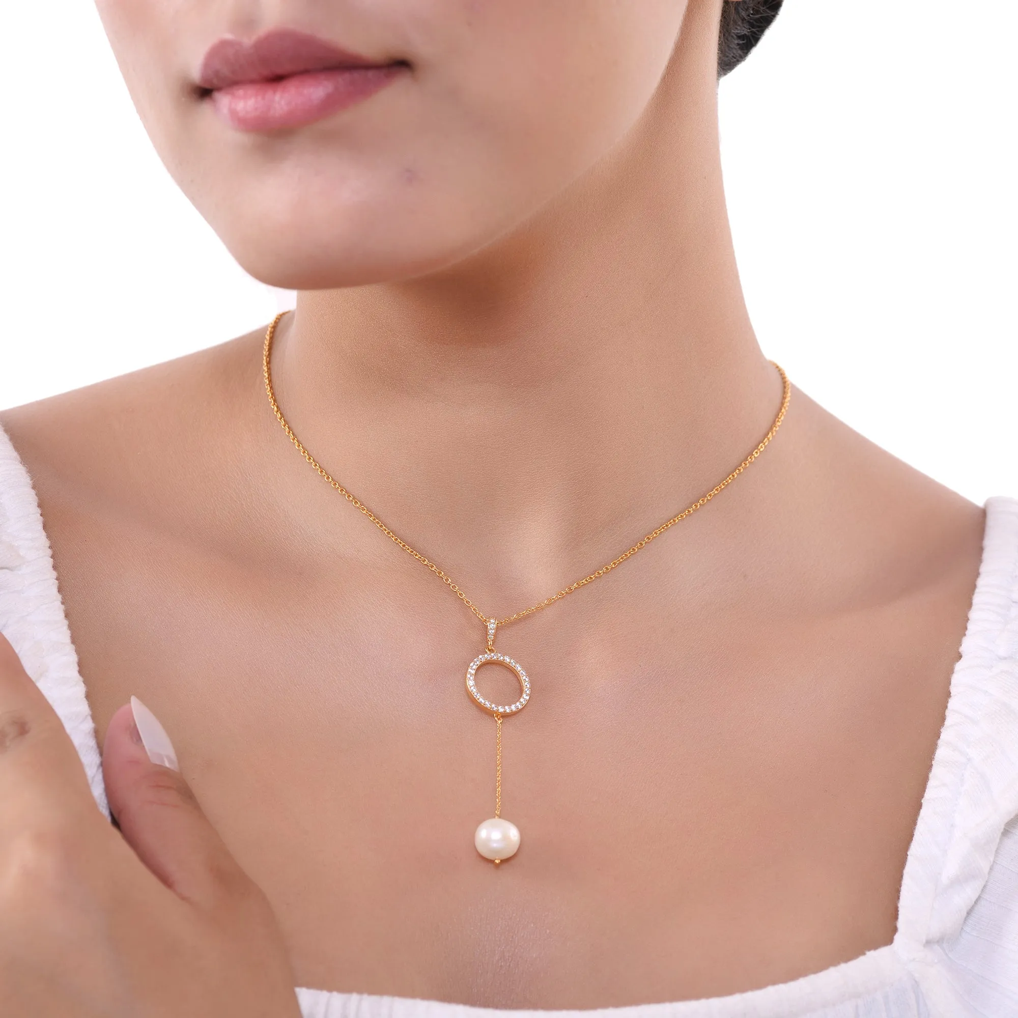 Timeless Eternity Pearl Circle Necklace | 925 Silver| Gold Plated - From Purl