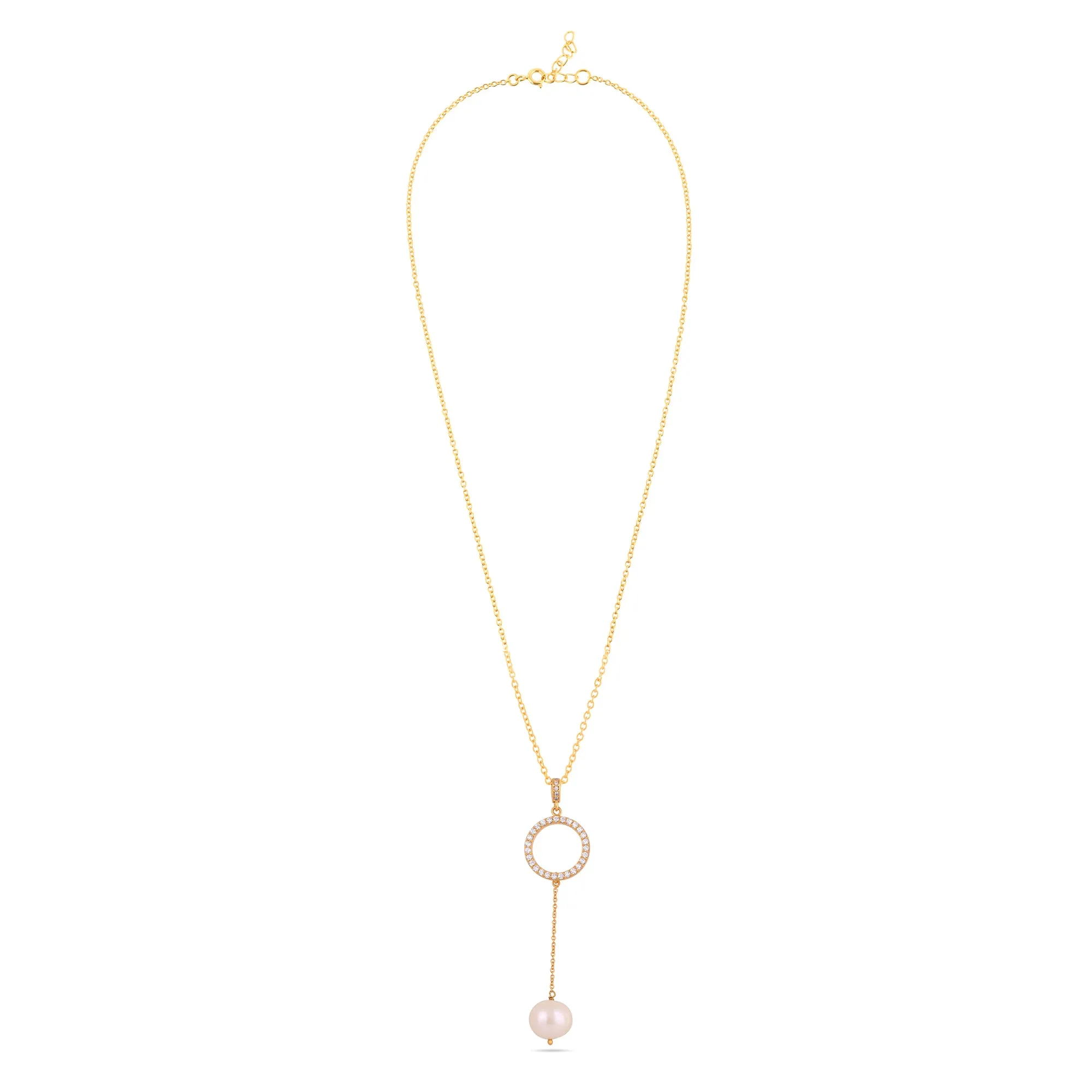 Timeless Eternity Pearl Circle Necklace | 925 Silver| Gold Plated - From Purl