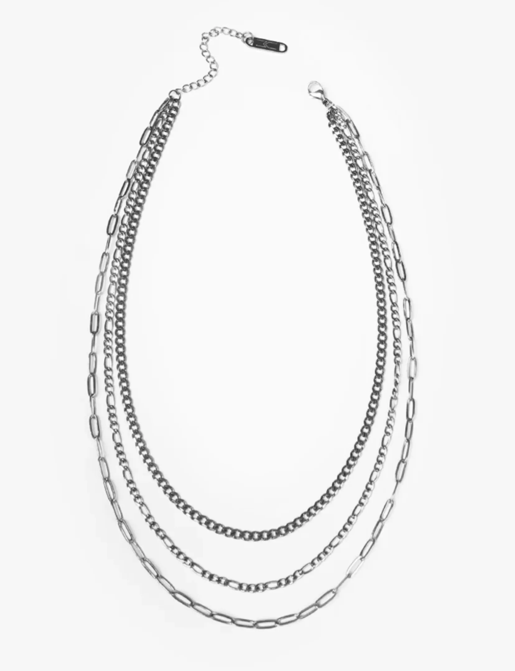 Trilogy Layers Necklace, Silver