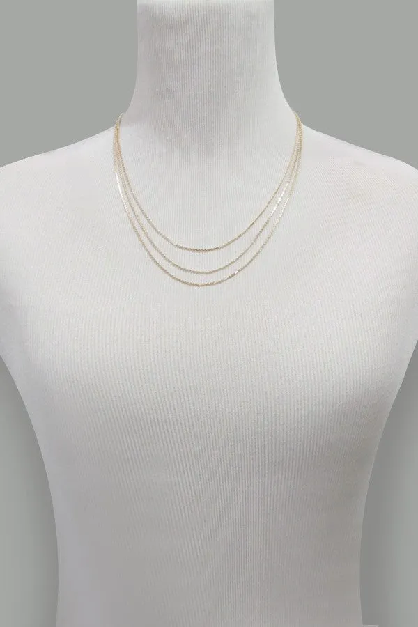 Triple Thin Flat Chain Necklace