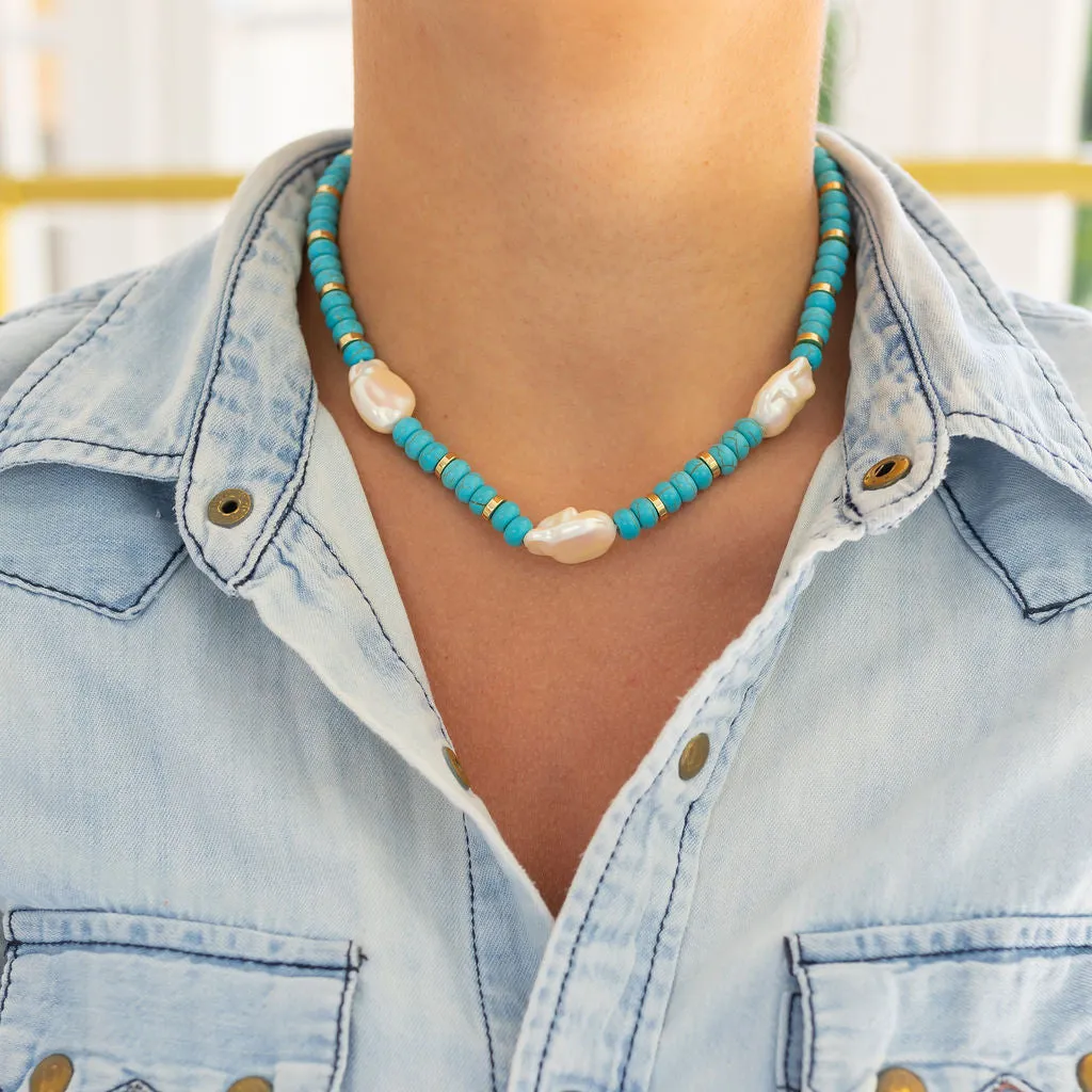 Turquoise and Pearl Necklace