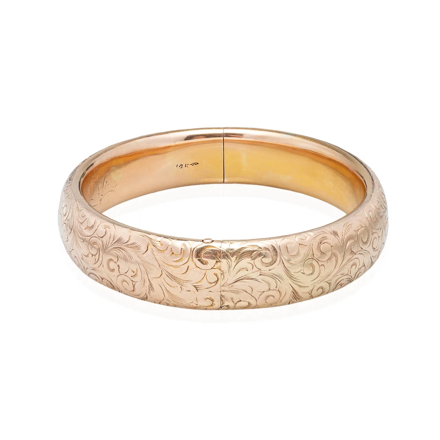 Victorian 14kt Etched Floral Bangle Bracelet 15.88dwt