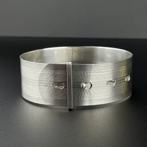 Vintage Art Deco Silver Buckel Bangle Cuff Bracelet