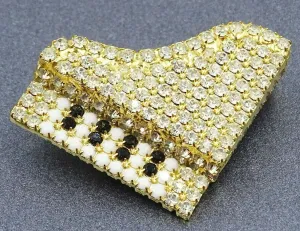 Vintage Golden Grand Crystal Piano Rhinestone Brooch - Dorothy Bauer