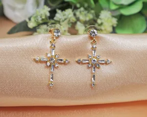 Vintage Luxurious Drop Cross Earrings