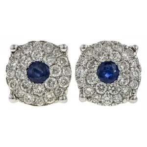 Vintage Sapphire & Pave Diamond Earrings