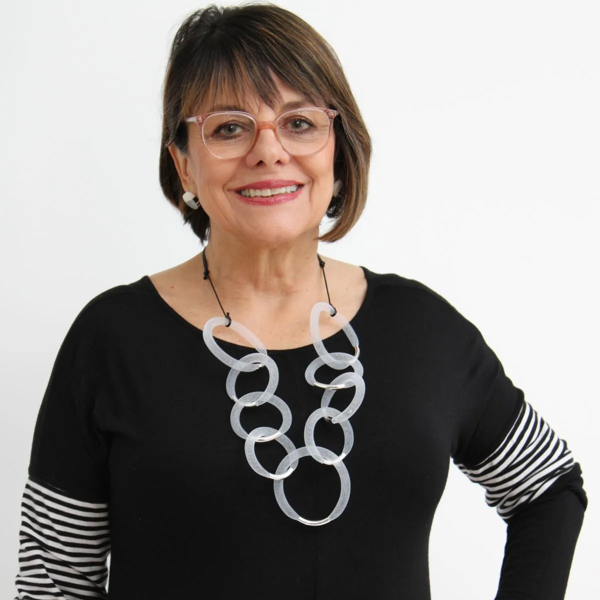 White and Silver Mesh Statement Necklace