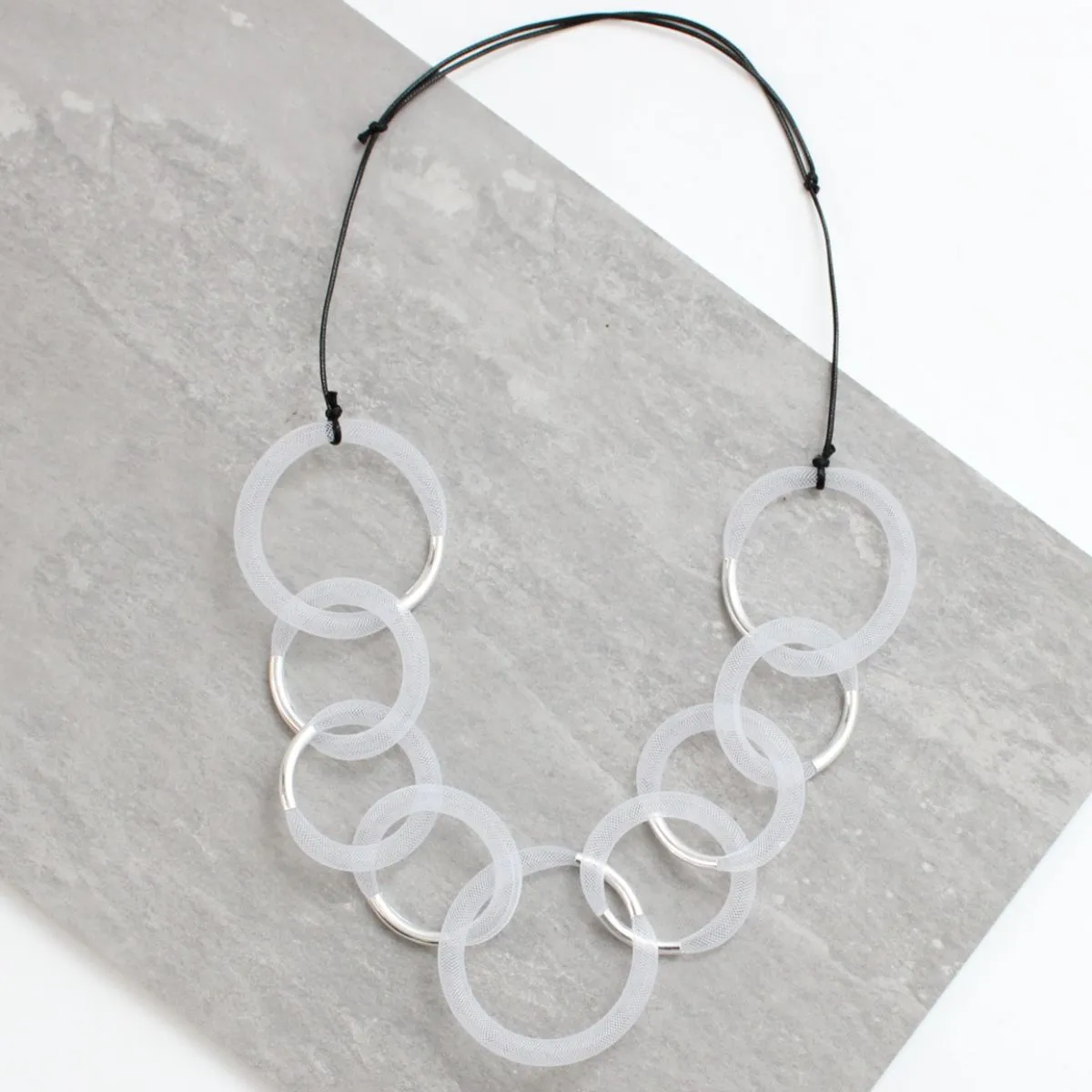 White and Silver Mesh Statement Necklace