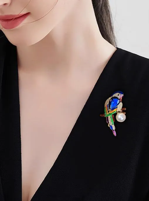 XSB096 - Colorful Bird Saree Brooch