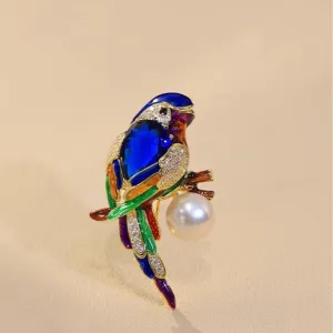 XSB096 - Colorful Bird Saree Brooch