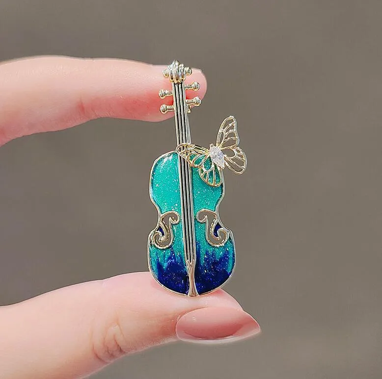 XSB098 - Colorful Guitar Saree Brooch