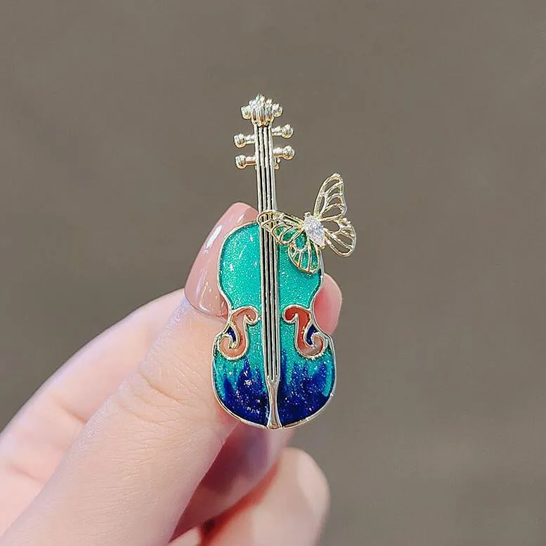 XSB098 - Colorful Guitar Saree Brooch