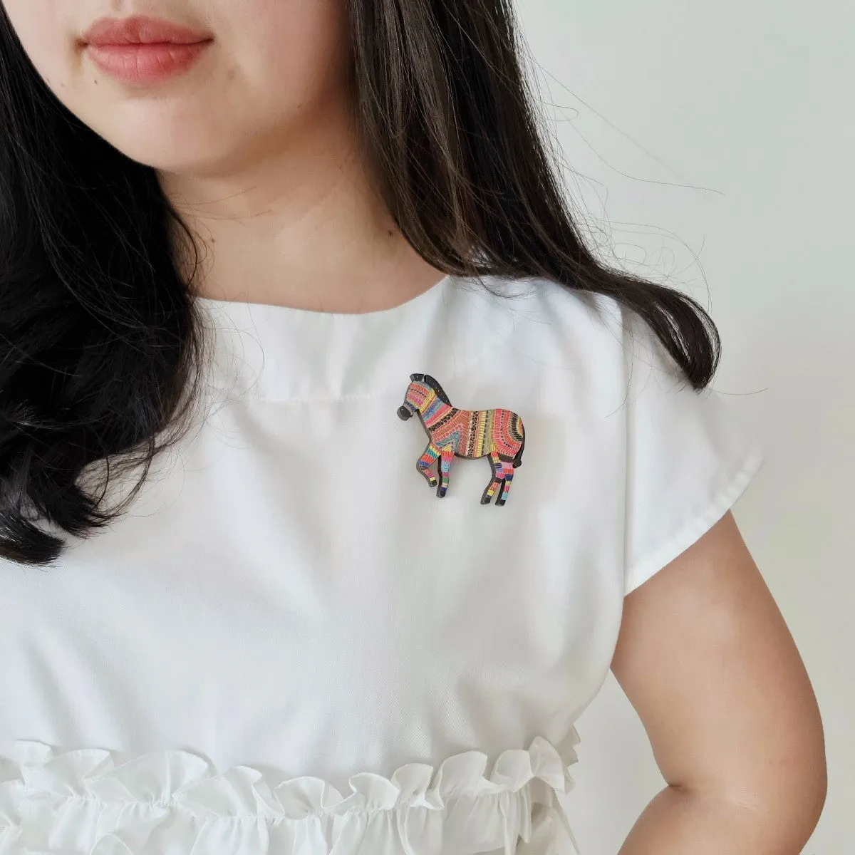 Zebra Dot Art Brooch